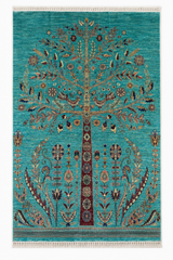 Botanical Birds & Blossom Teal Rug
