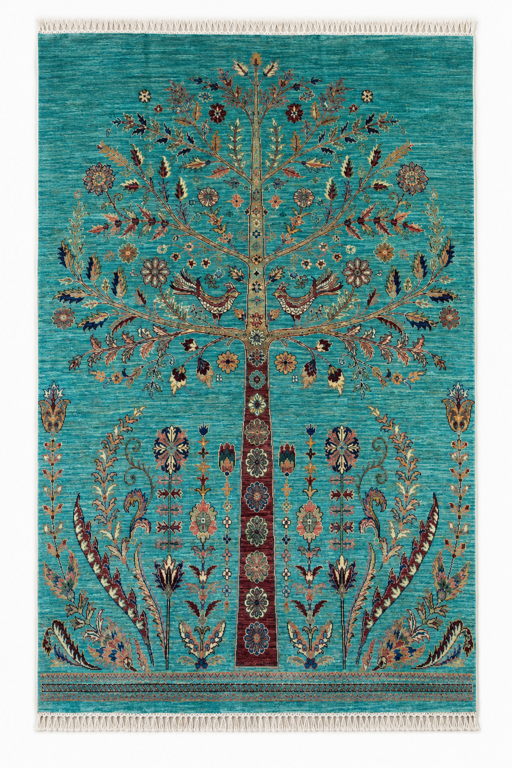 Botanical Birds & Blossom Teal Rug
