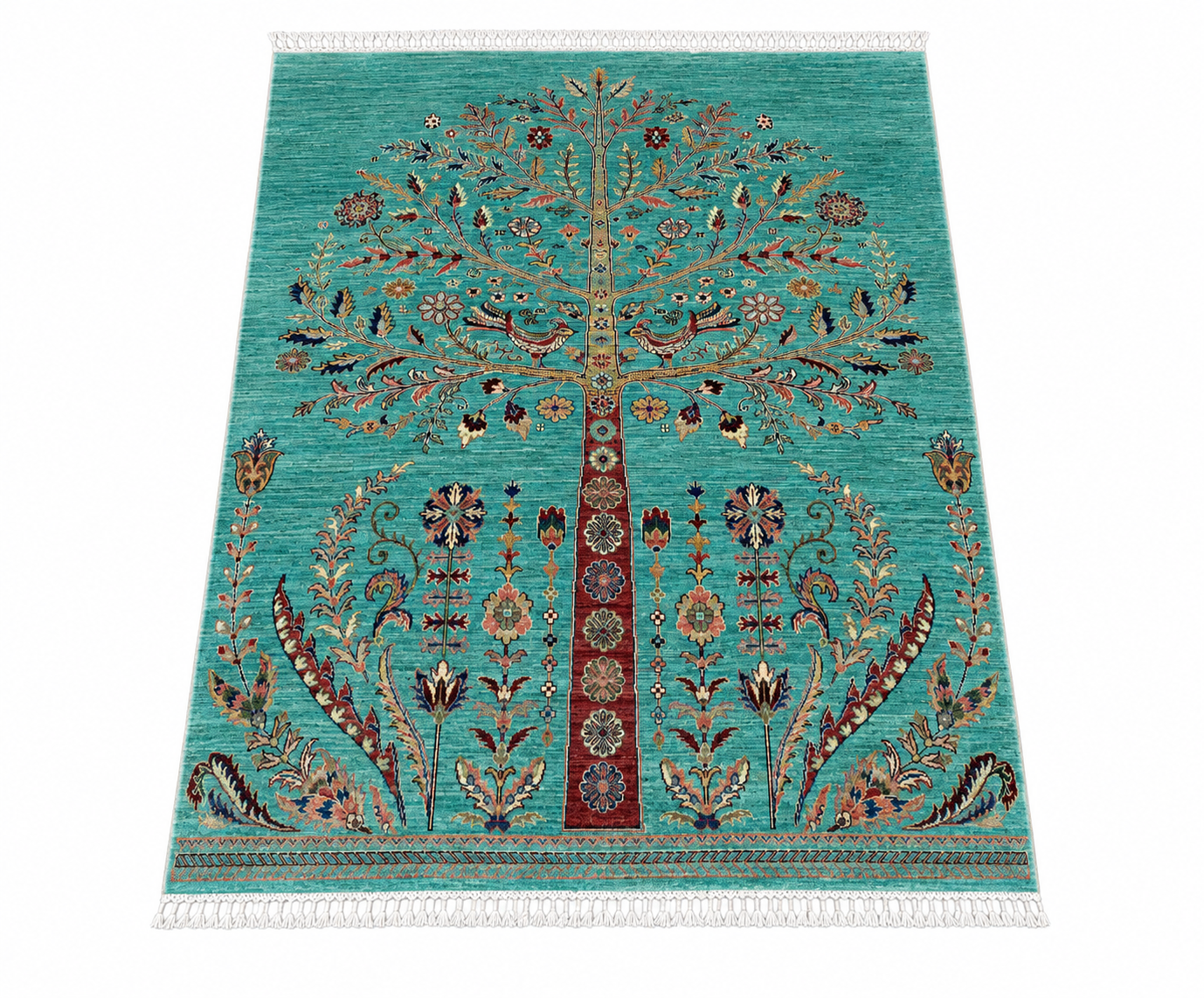 Botanical Birds & Blossom Teal Rug
