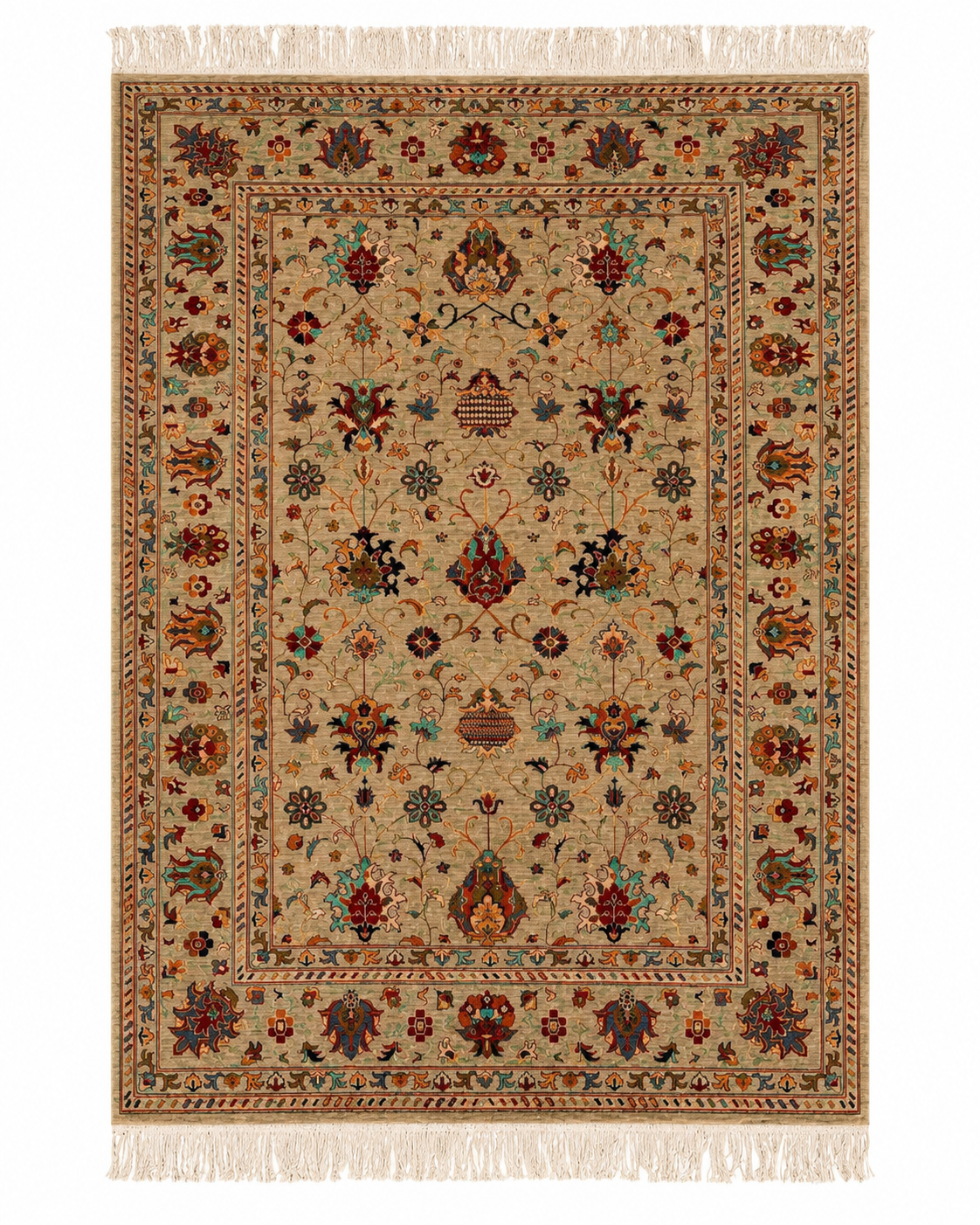 Sultanabad-Inspired Floral Medallion Area Rug