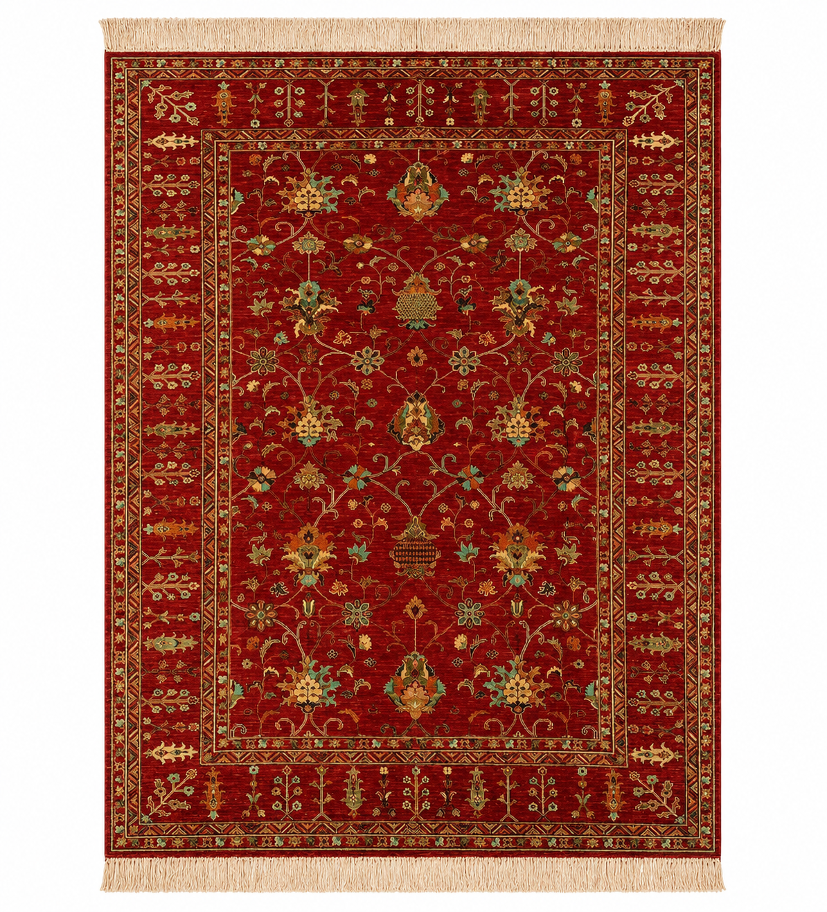 Crimson Royal Botanical Motif Area Rug