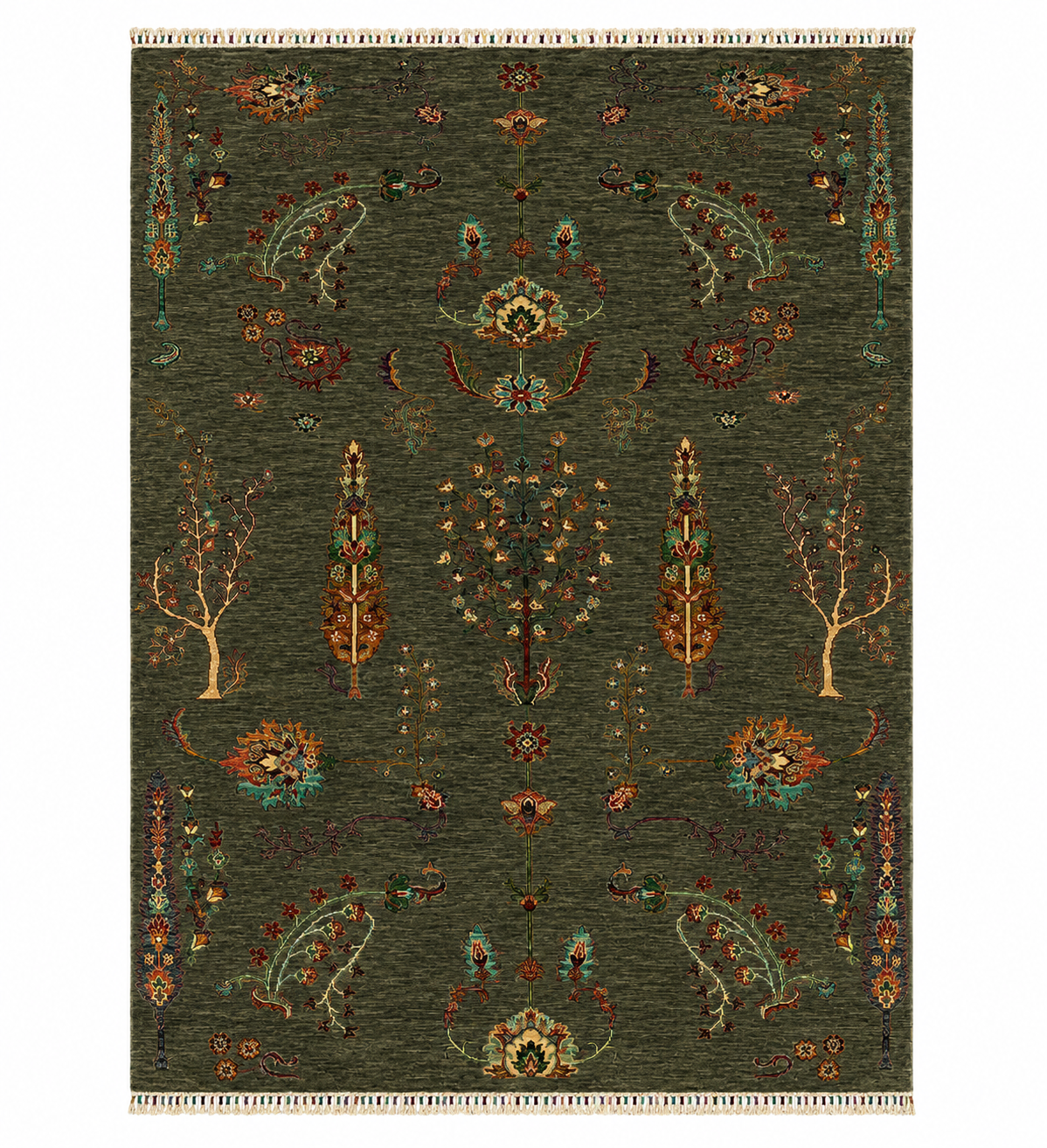 Midnight Canopy Botanical Motif Accent Rug