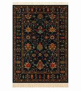 Navy Blue Traditional Floral Area Rug