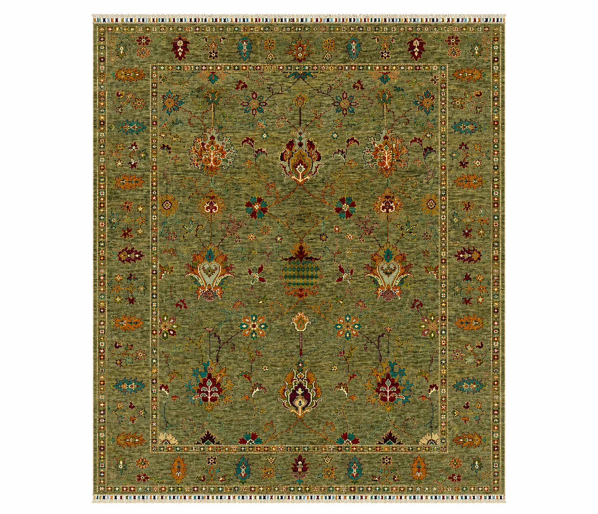 Intricate Border & Fringed Trim Area Rug
