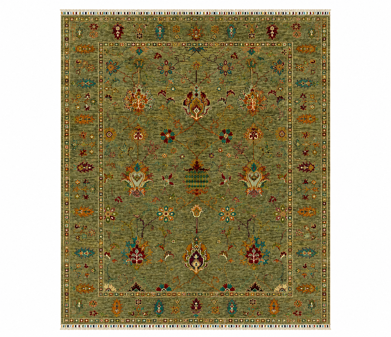 Intricate Border & Fringed Trim Area Rug