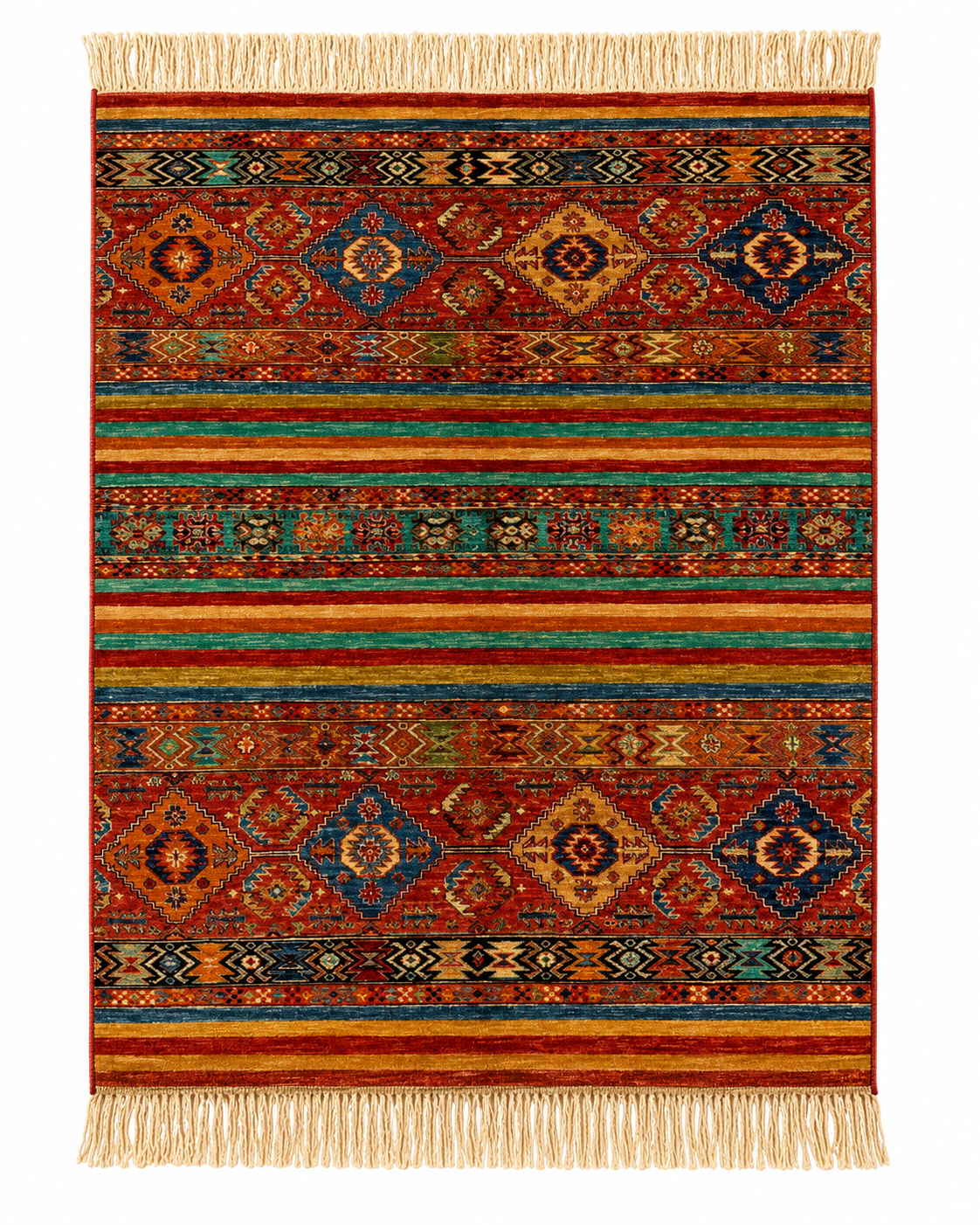 Artisan Kilim-Style Multi-Color Medallion Area Piece