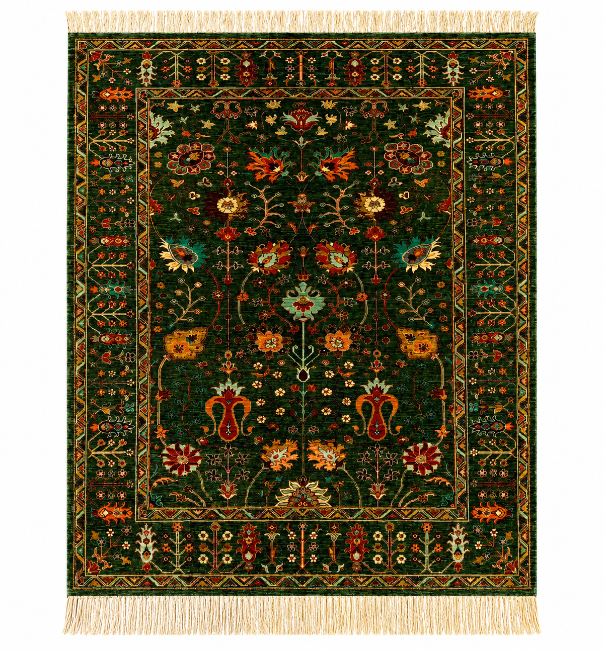 Emerald Green Floral Botanical Area Rug