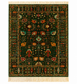 Emerald Green Floral Botanical Area Rug