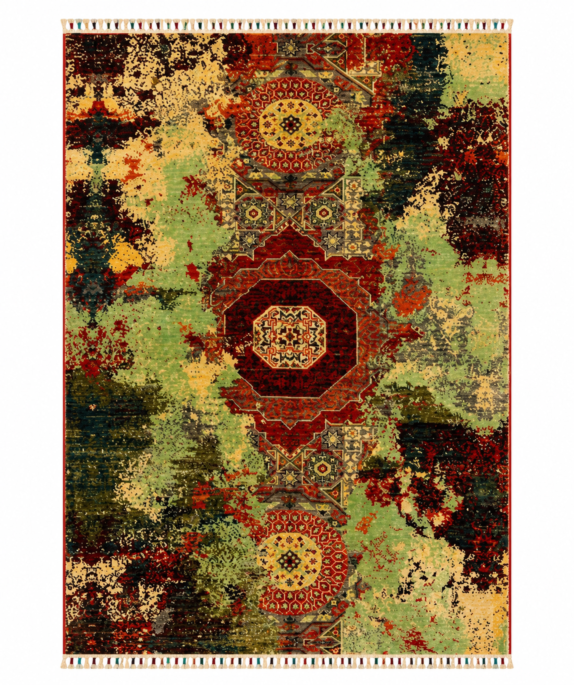 Modern Abstract Distressed Medallion Area Rug