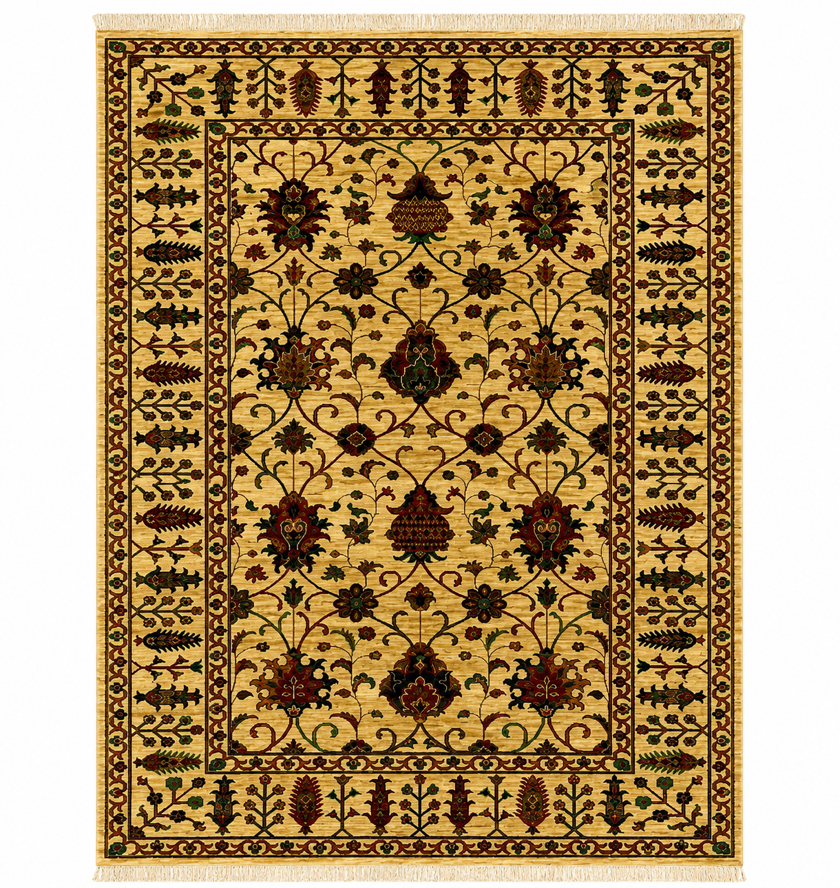 Medallion Floor Accent in Warm Gold & Rustic Rug