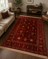 Crimson Royal Botanical Motif Area Rug