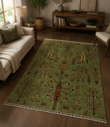 Verdant Eden Tribal Pictorial Rug