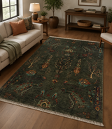 Midnight Canopy Botanical Motif Accent Rug