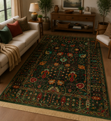 Emerald Green Floral Botanical Area Rug