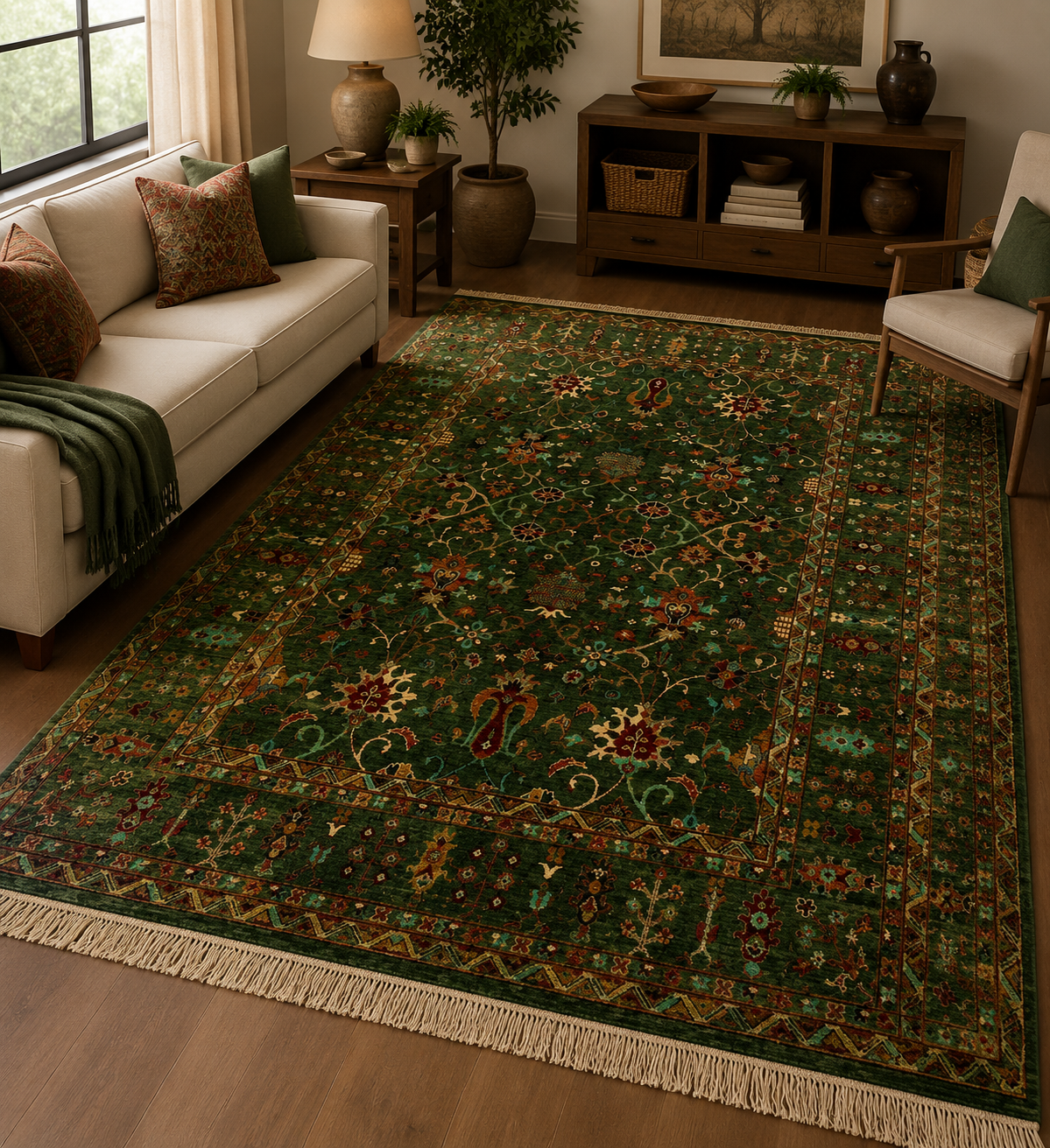 Rich Forest Green Area Rug