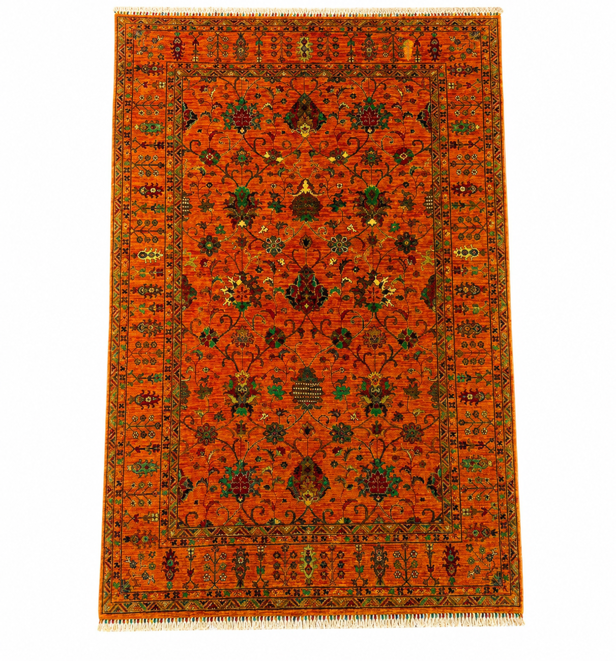 Rust Orange & Emerald Jewel-Toned Area Rug