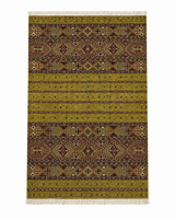 Olive Striped Tribal Diamond Rug