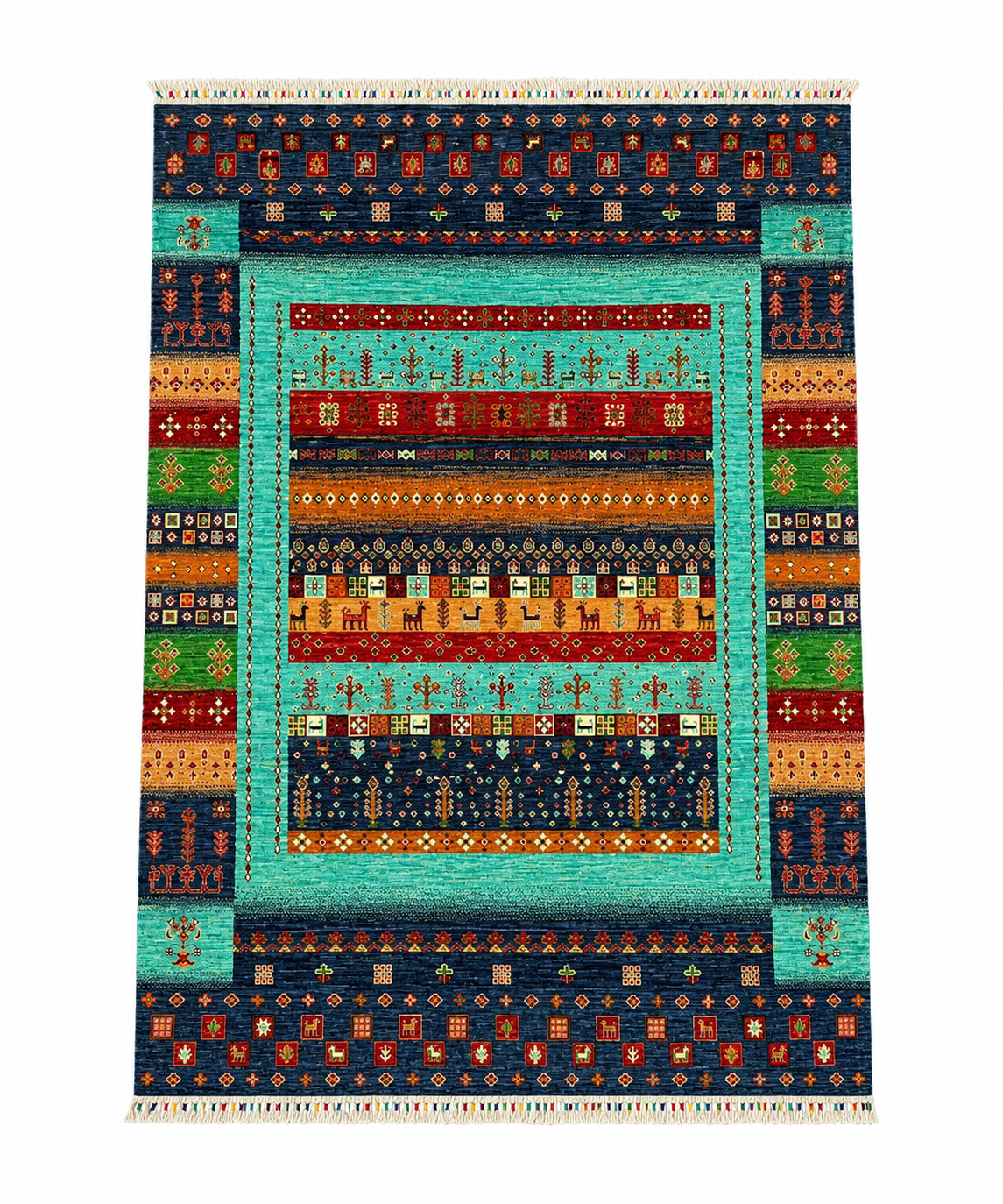 Authentic Gabbeh Nomadic Narrative Area Rug