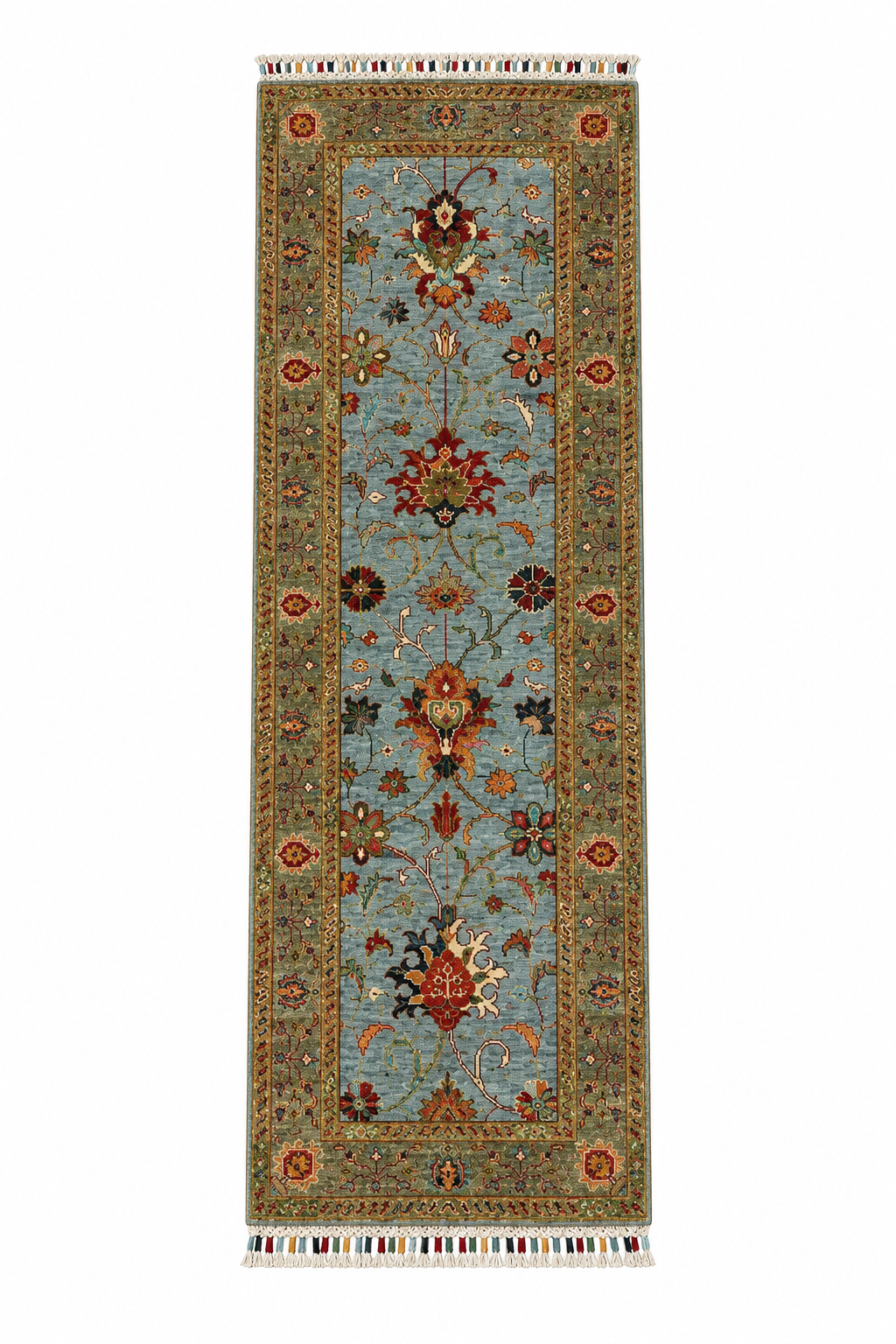Classical Shah Abbas Botanical Hand-Knotted Runner Rug