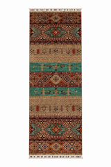 Qashqai Diamond & Animal Motif Hand-Knotted Runner Rug