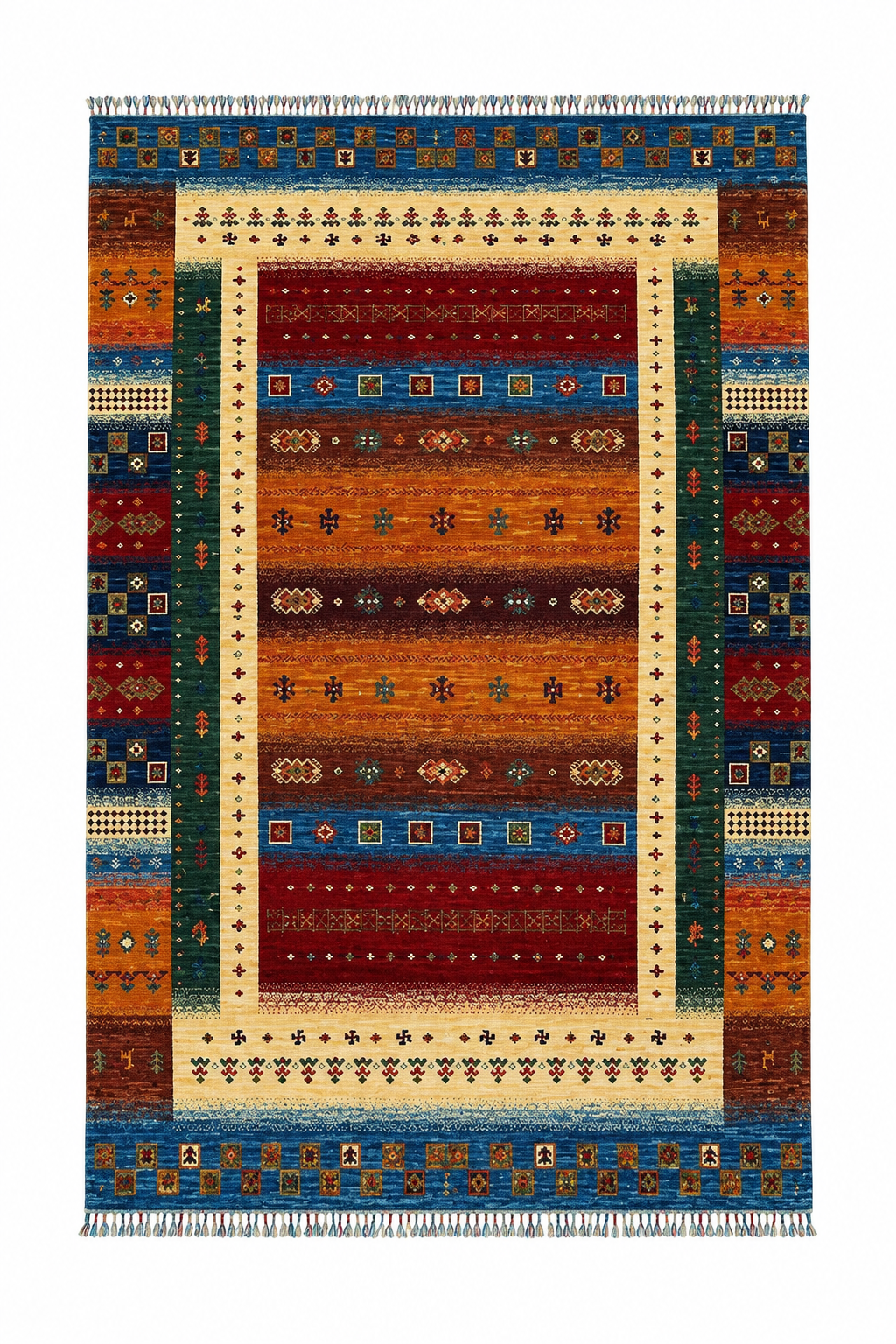 Nomadic Gabbeh Tribal Horizon Stripe Area Rug