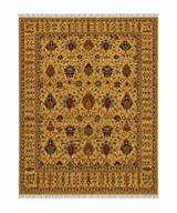 Ornate Khotan Gilt Trellis Medallion Area Rug
