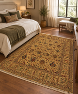 Ornate Khotan Gilt Trellis Medallion Area Rug