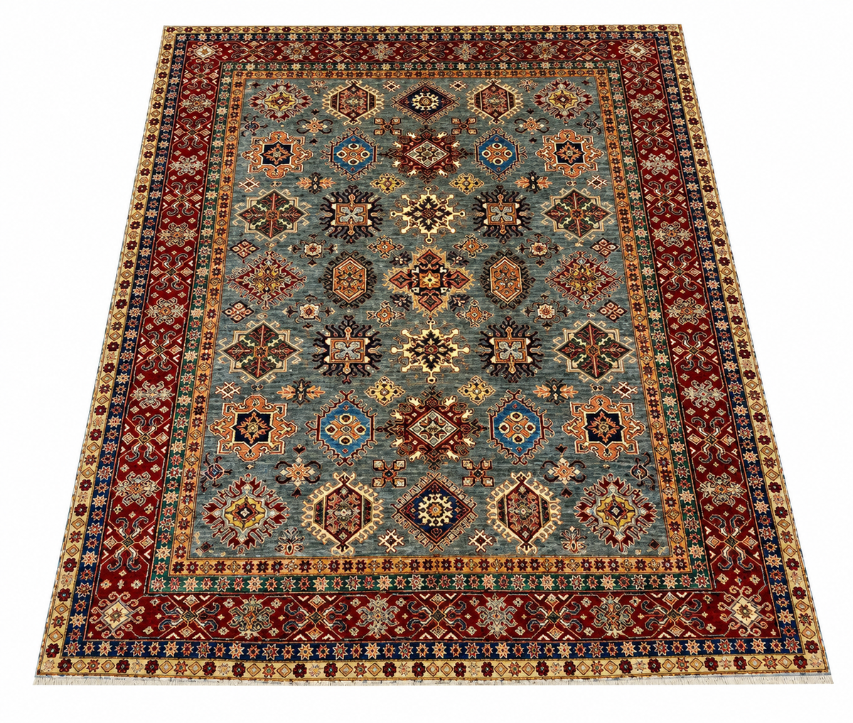 Diamond Slate Garden Geometric Medallion Area Rug