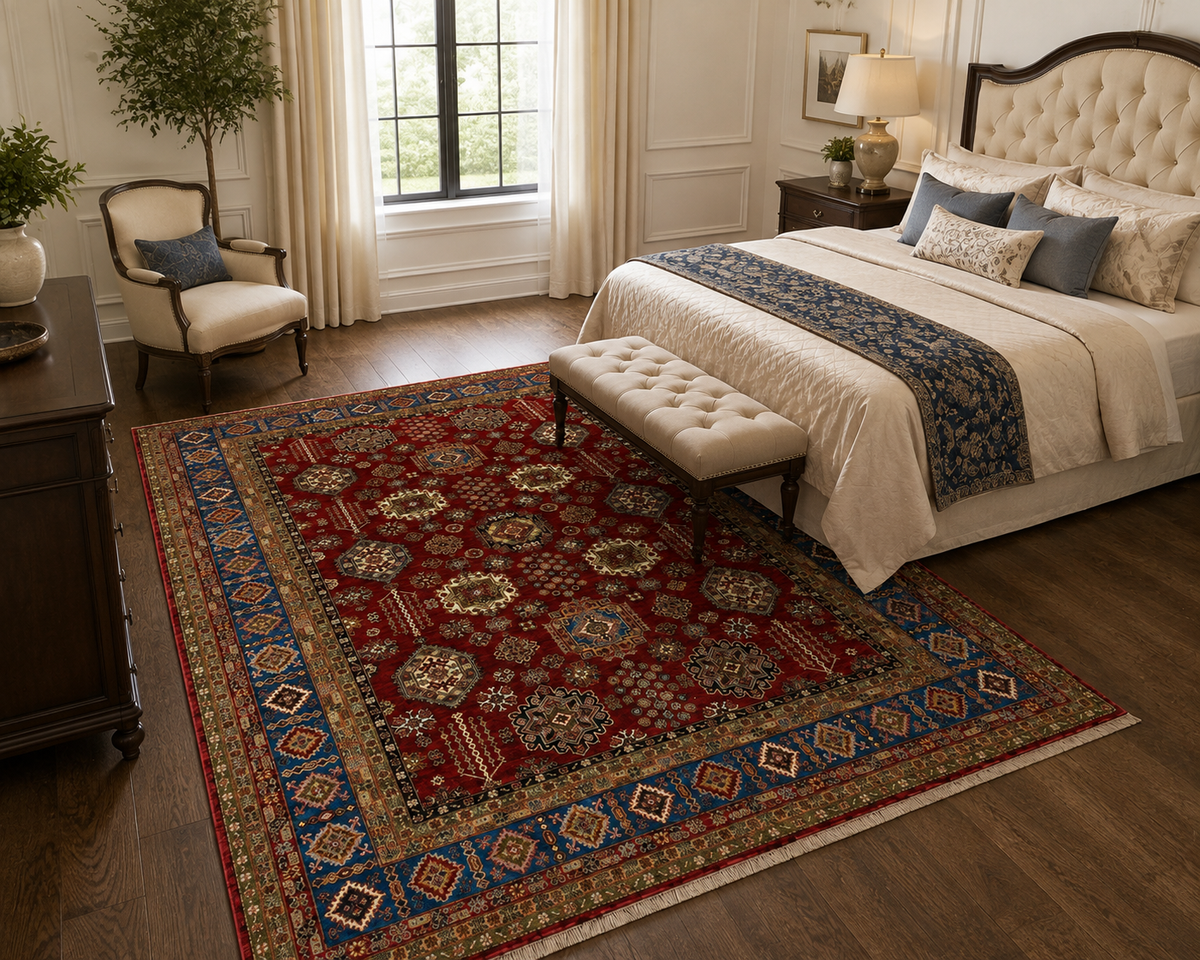 Ember Octagon Floral Lattice Area Rug