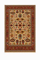 Herati Floral Medallion Hand-Knotted Area Rug