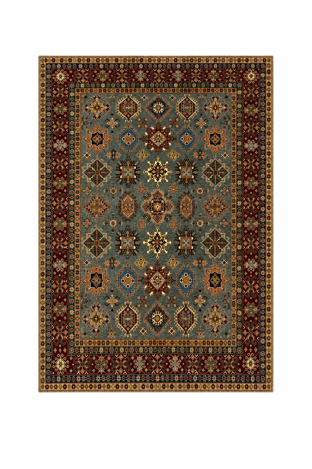 Diamond Slate Garden Geometric Medallion Area Rug
