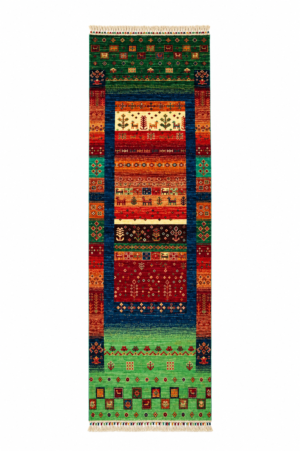 Persian Gabbeh Pictorial Wool Runner Rug