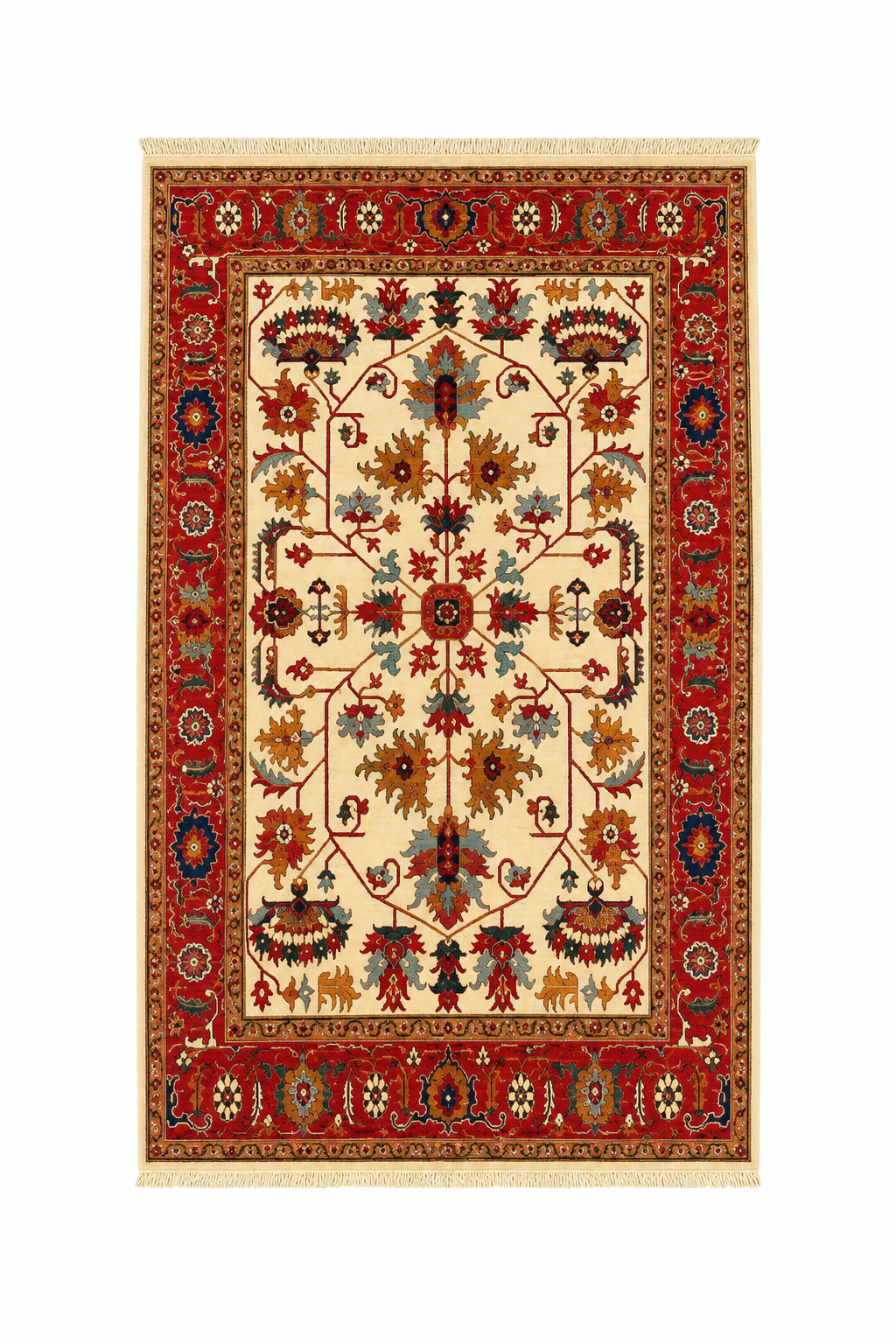 Ziegler Afghan Floral Vine Lattice Area Rug