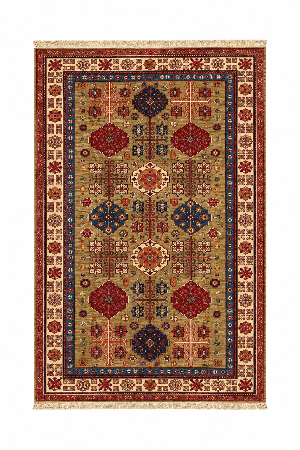Khorasan Hexagonal Medallion Wool Area Rug