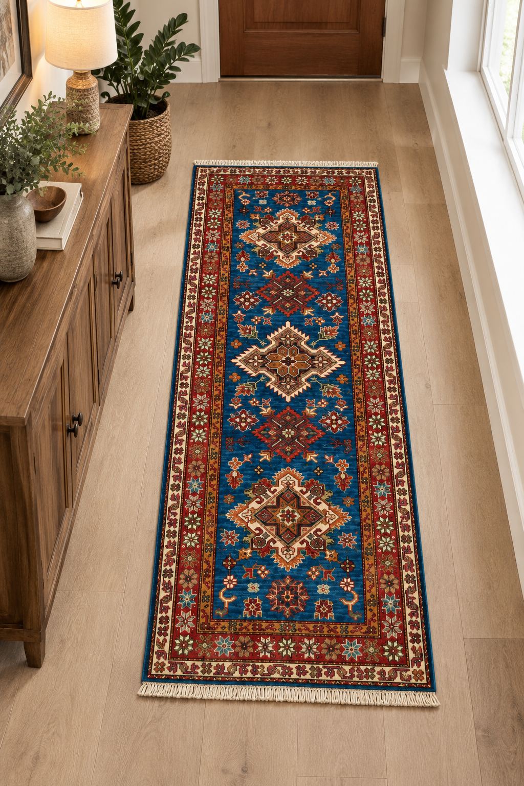 Geometric Kazak Handcrafted Runner Rug
