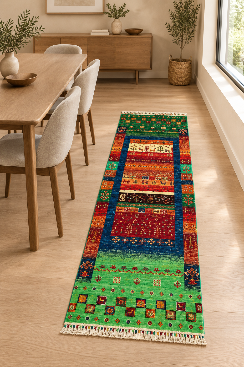 Persian Gabbeh Pictorial Wool Runner Rug