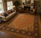Vintage Oriental Floral Heriz Area Rug