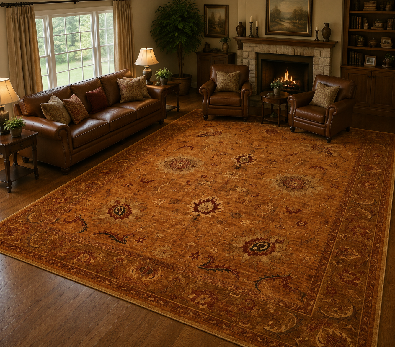 Traditional Oushak Floral Palmette Area Rug