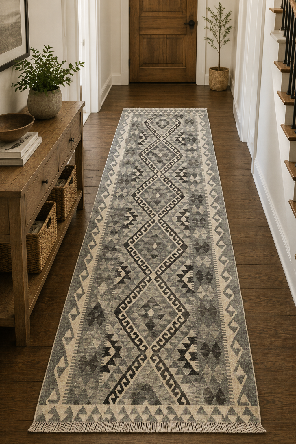 Tribal Striped Medallion Kilim Rug