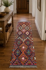 Geometric Lozenge Medallion Kilim Runner