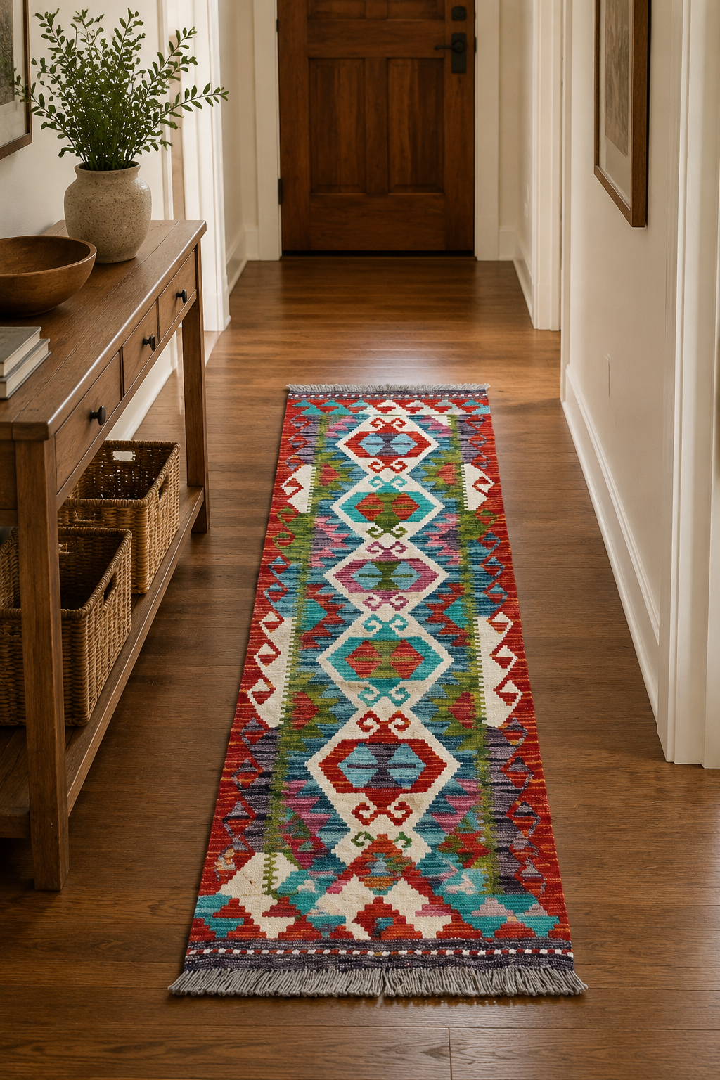 Anatolian Hexagonal Medallion Kilim Runner