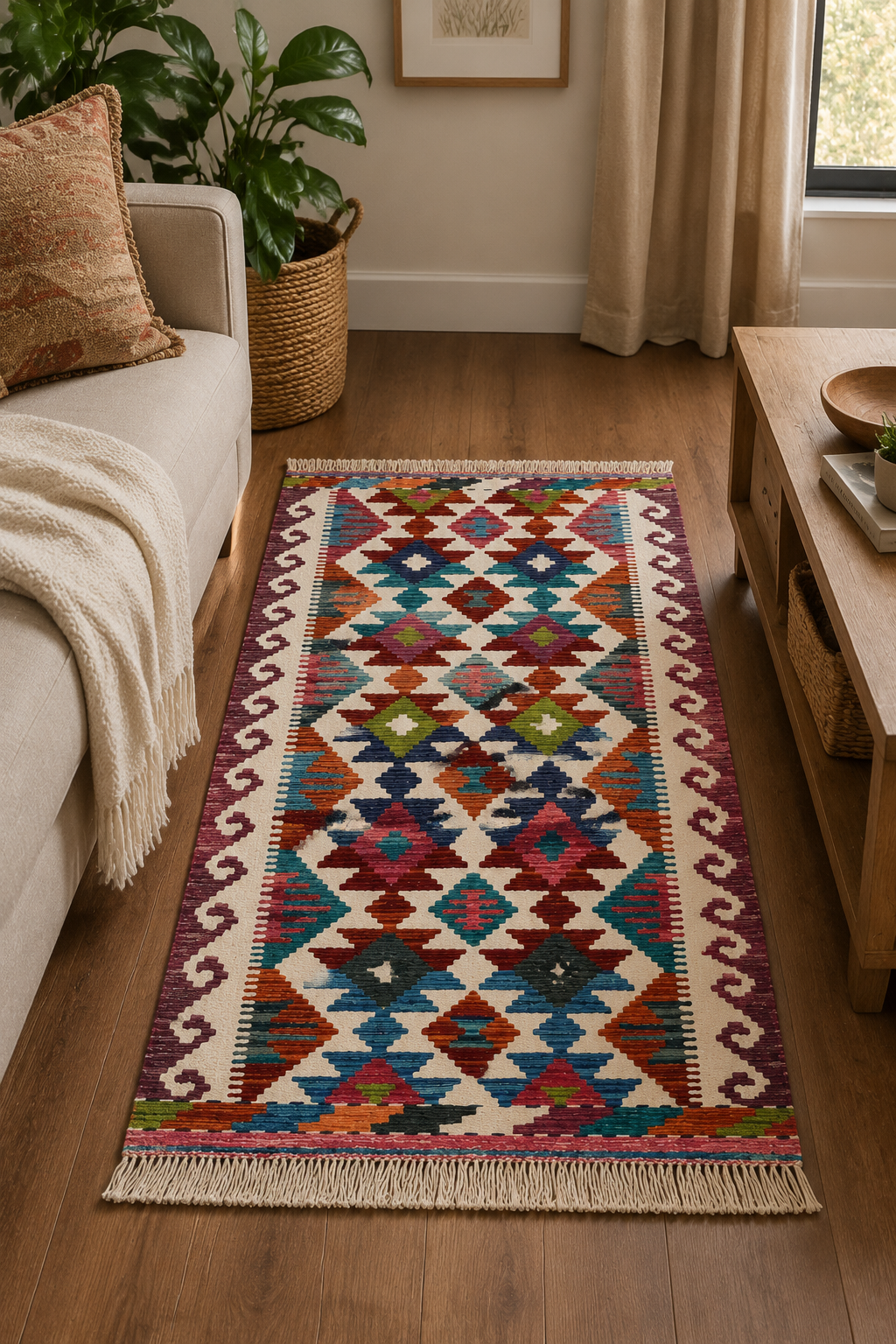 Tribal Multi-Tone Accent Kilim