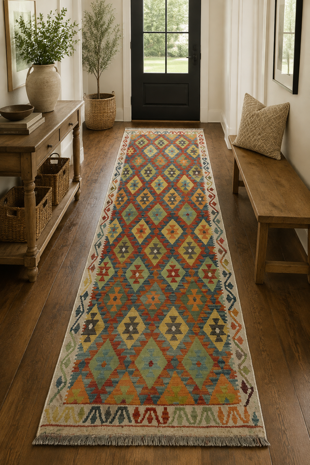 Tribal Diamond Pattern Kilim Rug