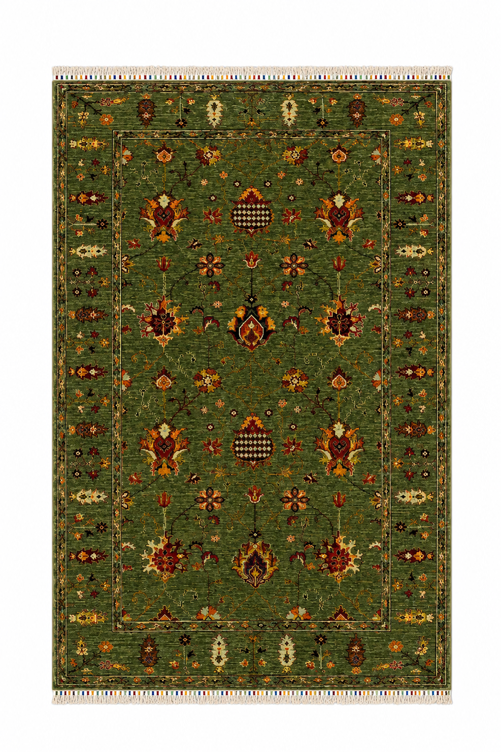 Traditional Botanical Palmette Area Rug