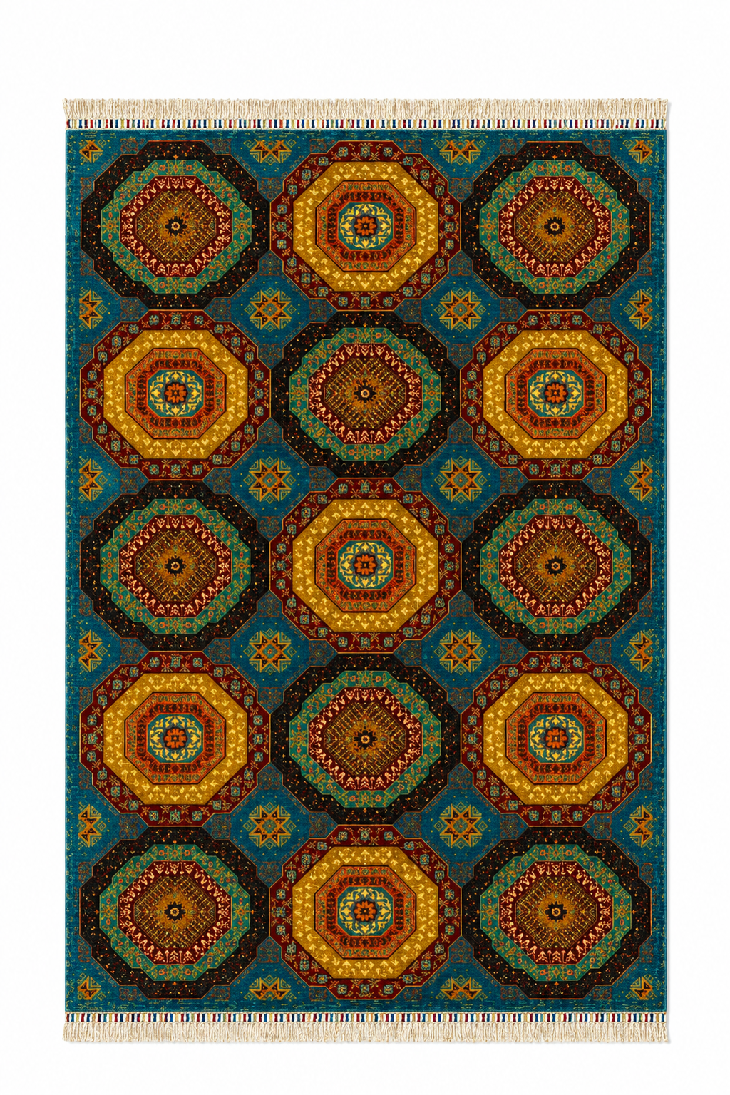 Tribal Geometric Tile Accent Rug