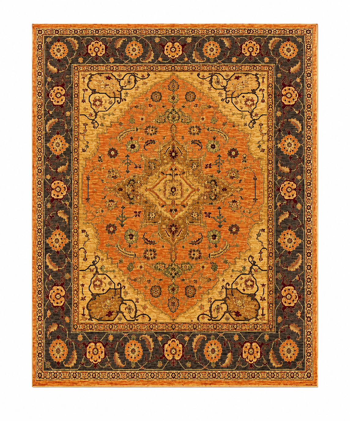 Vintage Oriental Floral Heriz Area Rug