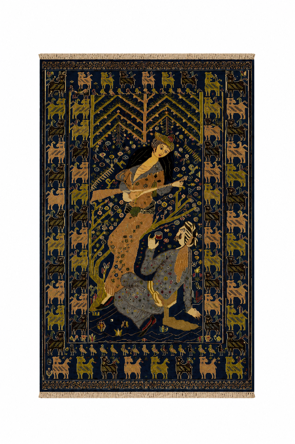 Shikargah Pictorial Hunting Scene Mat