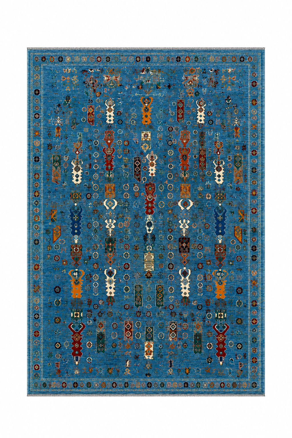 Modern Kazakh Tribal Totem Area Rug