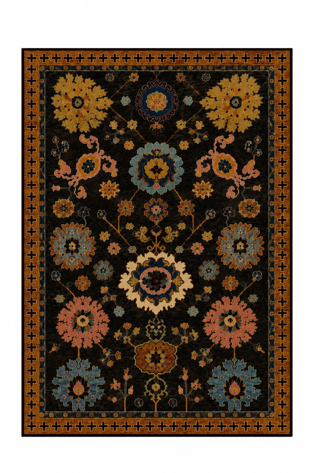 Chinese Samarkand Botanical Bloom Area Rug