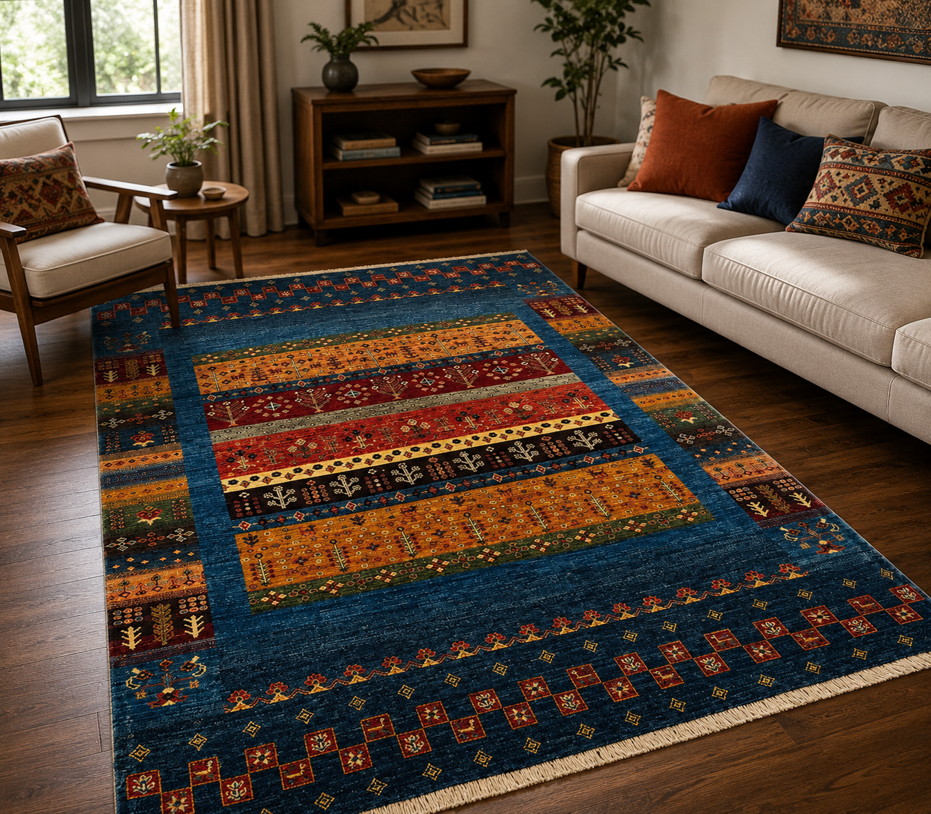 Whispering Desert Nights Handwoven Tribal Rug